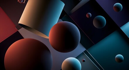Abstract, Geometric, Shapes, Abstract Geometric Shapes and Spheres