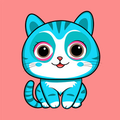
cute cat illustration in kawaii style
