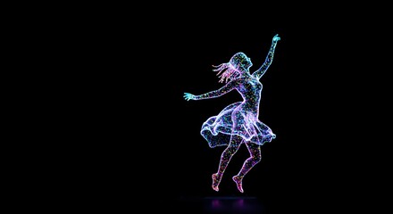 Obraz premium Woman, Girl, Female, Energetic Woman Jumping in Neon Dress