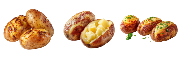 Baked potato varieties kitchen food photography cozy home close-up