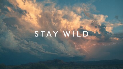 Graphic design piece with bold "Stay Wild" lettering ideal for bohemian themes or adventure-related products.