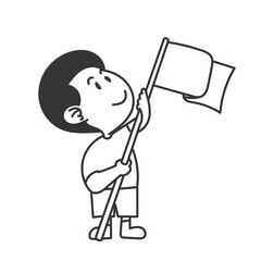 doodle boy holding flag illustration cartoon