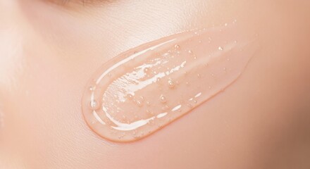 Fototapeta premium close-up of clear gel moisturizer on smooth skin texture