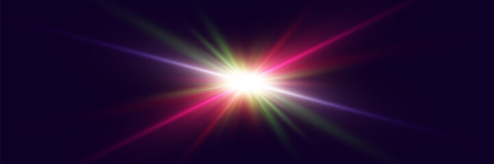 Light effect flash with rays. Vector illustrator