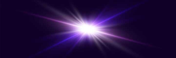 Light effect flash with rays. Vector illustrator