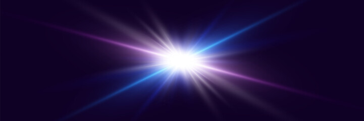 Light effect flash with rays. Vector illustrator