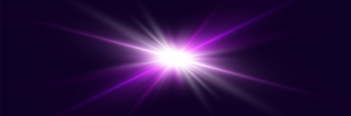 Light effect flash with rays. Vector illustrator