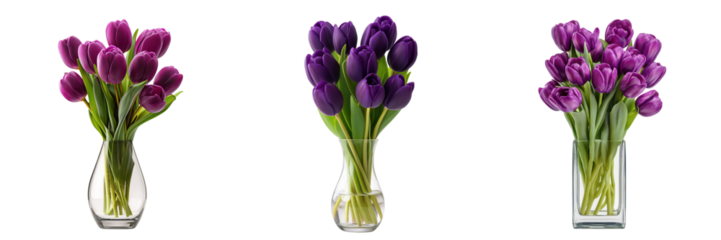 Elegant purple tulip bouquets floral arrangement studio close-up