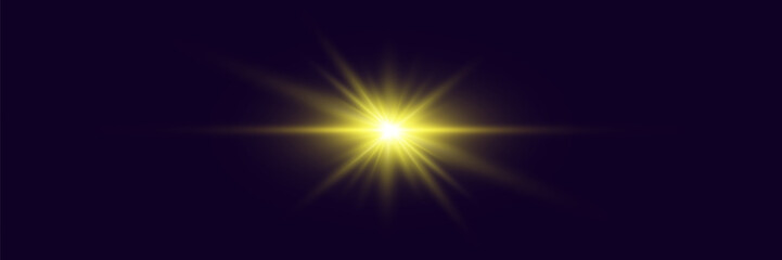 Light effect flash with rays. Vector illustrator