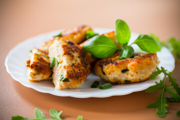 Top view of fried homemade chicken cutlets