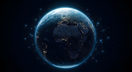 Fototapeta premium Earth, Globe, Night, Global Network Connection, Earth at Night