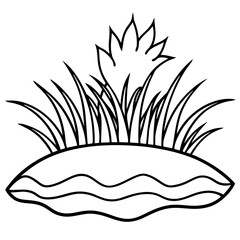 Line Art Grassy Isle Design