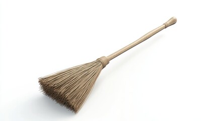 Light beige broom on white background