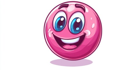 Fototapeta premium Pink, round emoticon with wide smile