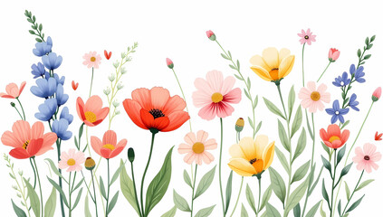 Fototapeta premium Watercolor Wildflower Vector Illustration
