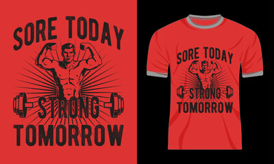 Minimalist Motivational Typography Vintage Gym T-Shirt Design.