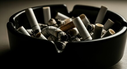 Cigarette butts in an ashtray.