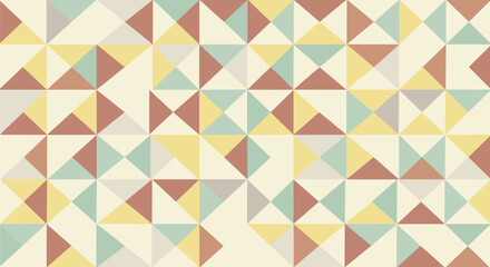 Fototapeta premium Retro Geometric Pattern Design of Triangles Shapes in Pastel Colors Seamless Background Texture