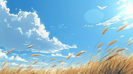 Perfect weather image with blue sky and clouds in the sun