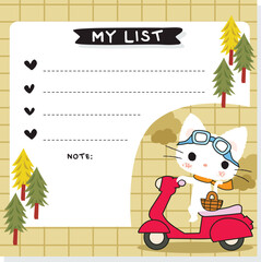 happy kitty memo hand drawn vector 