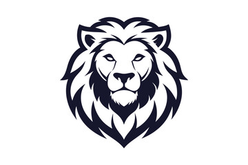 Majestic dark lion head shows power and courage with a defined mane around its face