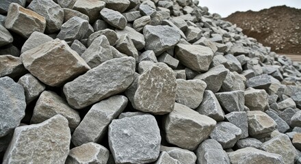 Close-up view of a pile of various sized rocks.