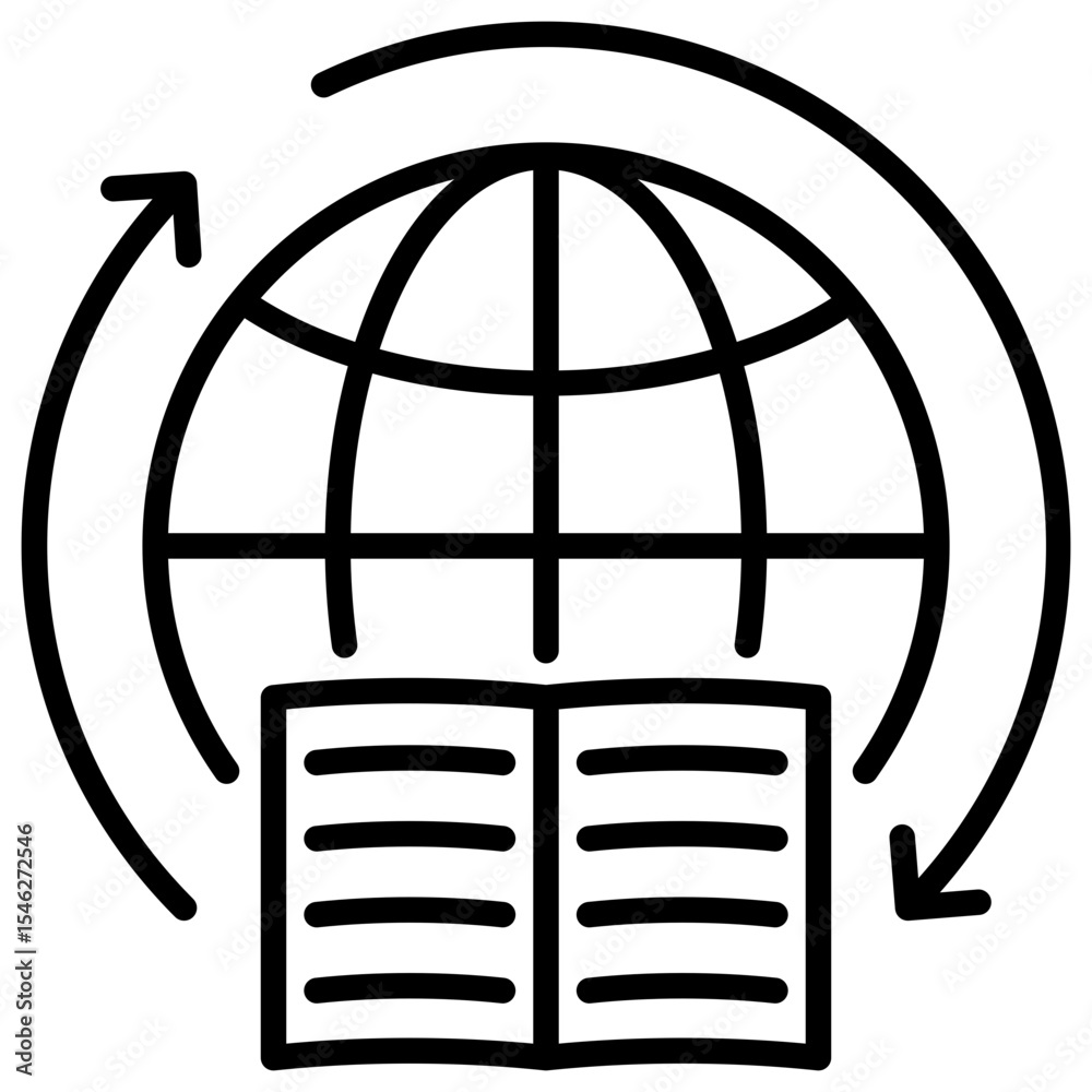 Poster global learning line icon