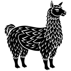 a cut alpaca silhuette vector art illustration on whit background
