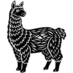 a cut alpaca silhuette vector art illustration on whit background