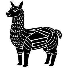 a cut alpaca silhuette vector art illustration on whit background