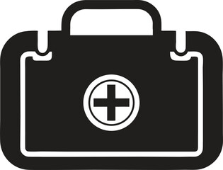 first aid box, First aid kit bag silhouette, First aid kit bag black vector