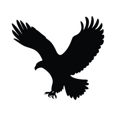 Eagle flying in the sky silhouette on white background vector illustration