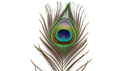 Obraz premium Peacock feather isolated on white background