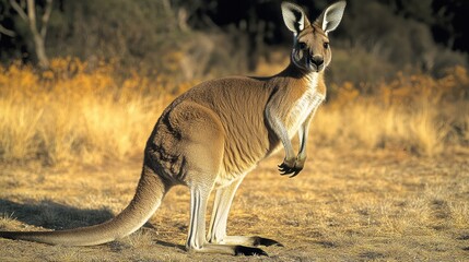 Full body of a Western Grey Kangaroo (Macropus fuliginosus)