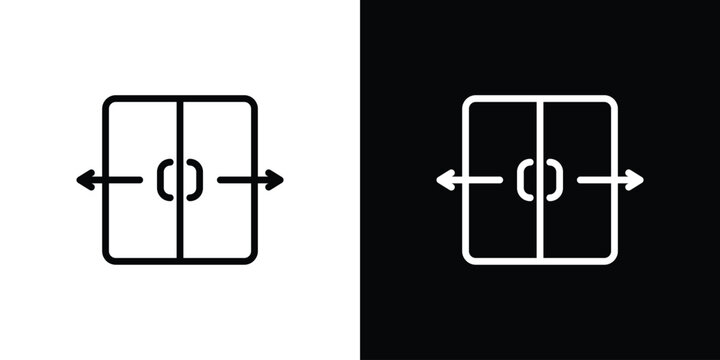 Automatic opening door icon in black. flat graphic vector icon