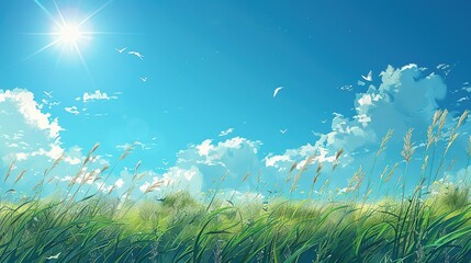 Captivating sunlight breaking through white clouds and blue sky