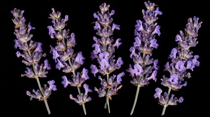 Fresh lavender purple flowers isolated on black