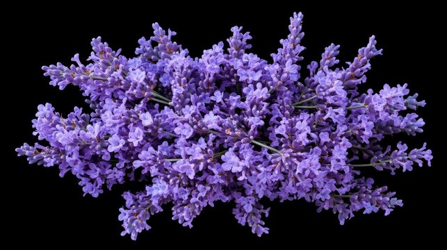 Fresh lavender purple flowers isolated on black