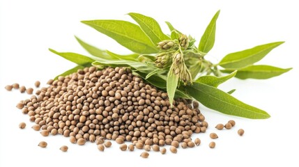 Fresh common Ragweed with seeds (Ambrosia artemisiifolia) isolated on white,