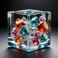 Graffiti Gemstones on Transparent Cube – Urban Art Mashup with Crystal Clarity in 4K