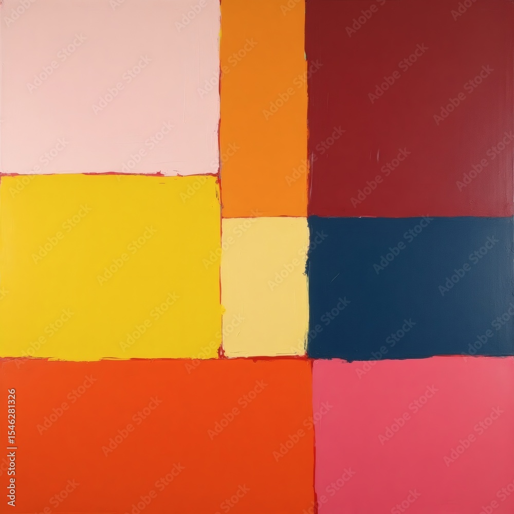 Poster Abstract composition featuring rectangles and squares of various colors
