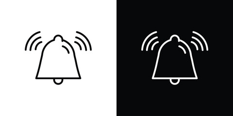 Bell ring icon in black. flat graphic vector icon