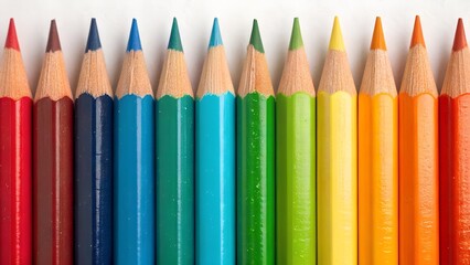Pencil stack colored rainbow isolated on white background