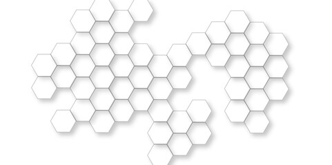 Abstract geometric pattern of white hexagons, Futuristic abstract honeycomb mosaic white background, Luxury White Pattern. 3D Futuristic abstract honeycomb mosaic white background. 