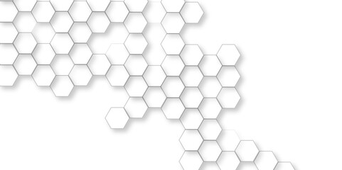Abstract geometric pattern of white hexagons, Futuristic abstract honeycomb mosaic white background, Luxury White Pattern. 3D Futuristic abstract honeycomb mosaic white background. 