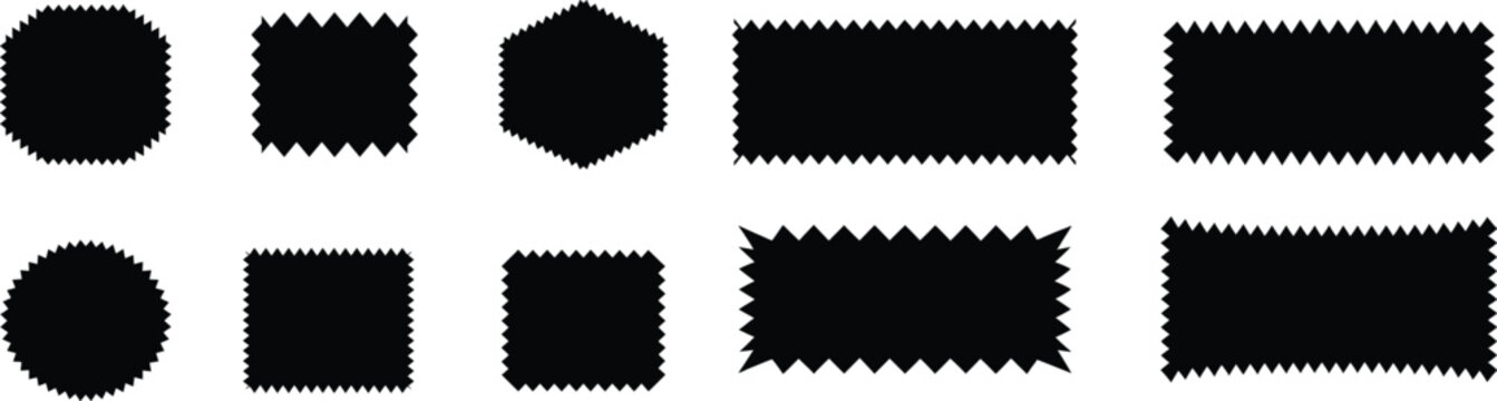 Black textile swatch, fabric sample set vector illustration on transparent background