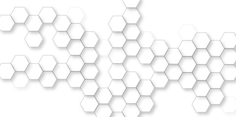 Abstract geometric pattern of white hexagons, Futuristic abstract honeycomb mosaic white background, Luxury White Pattern. 3D Futuristic abstract honeycomb mosaic white background. 