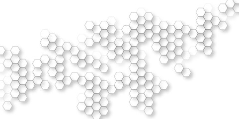 Abstract geometric pattern of white hexagons, Futuristic abstract honeycomb mosaic white background, Luxury White Pattern. 3D Futuristic abstract honeycomb mosaic white background. 
