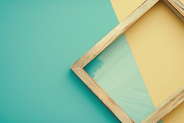 Pixel Perfect Image of Flat Lay Wooden Frame with Bicolor Background