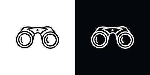Binoculars icon in black. flat graphic vector icon